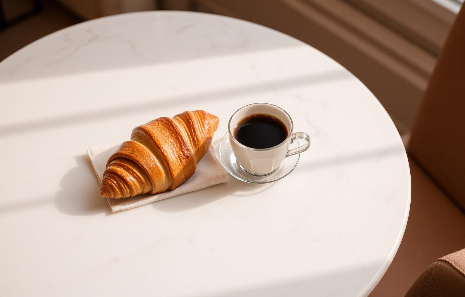 Café parisiense ao sol da manhã